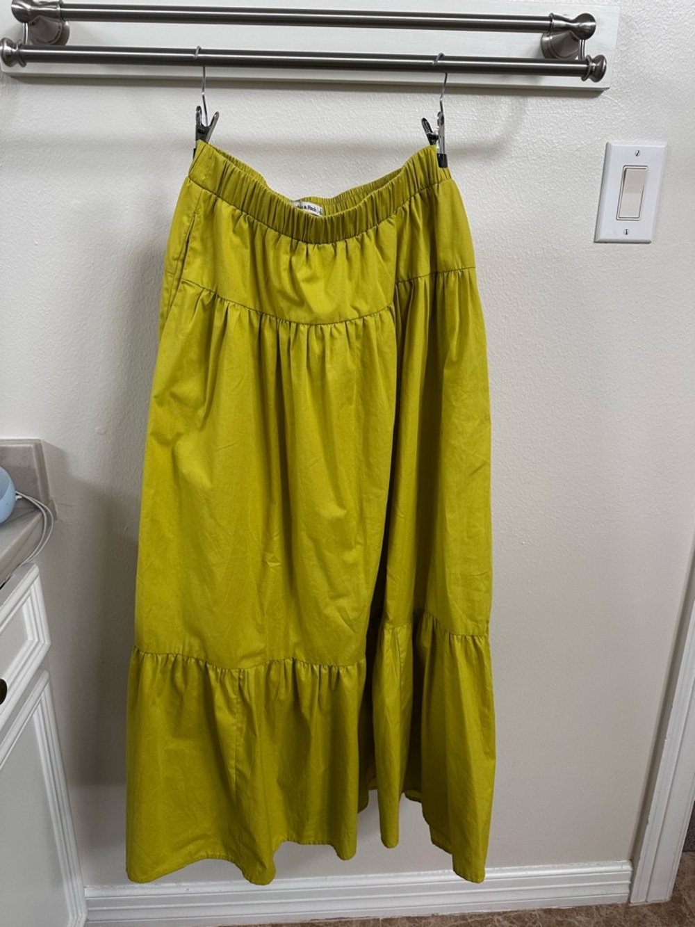 Abercrombie & Fitch Lime Green Tiered Maxi Skirt